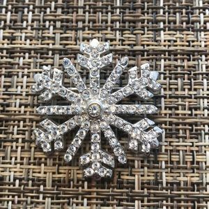 Silver toned CZ Snowflake Pin